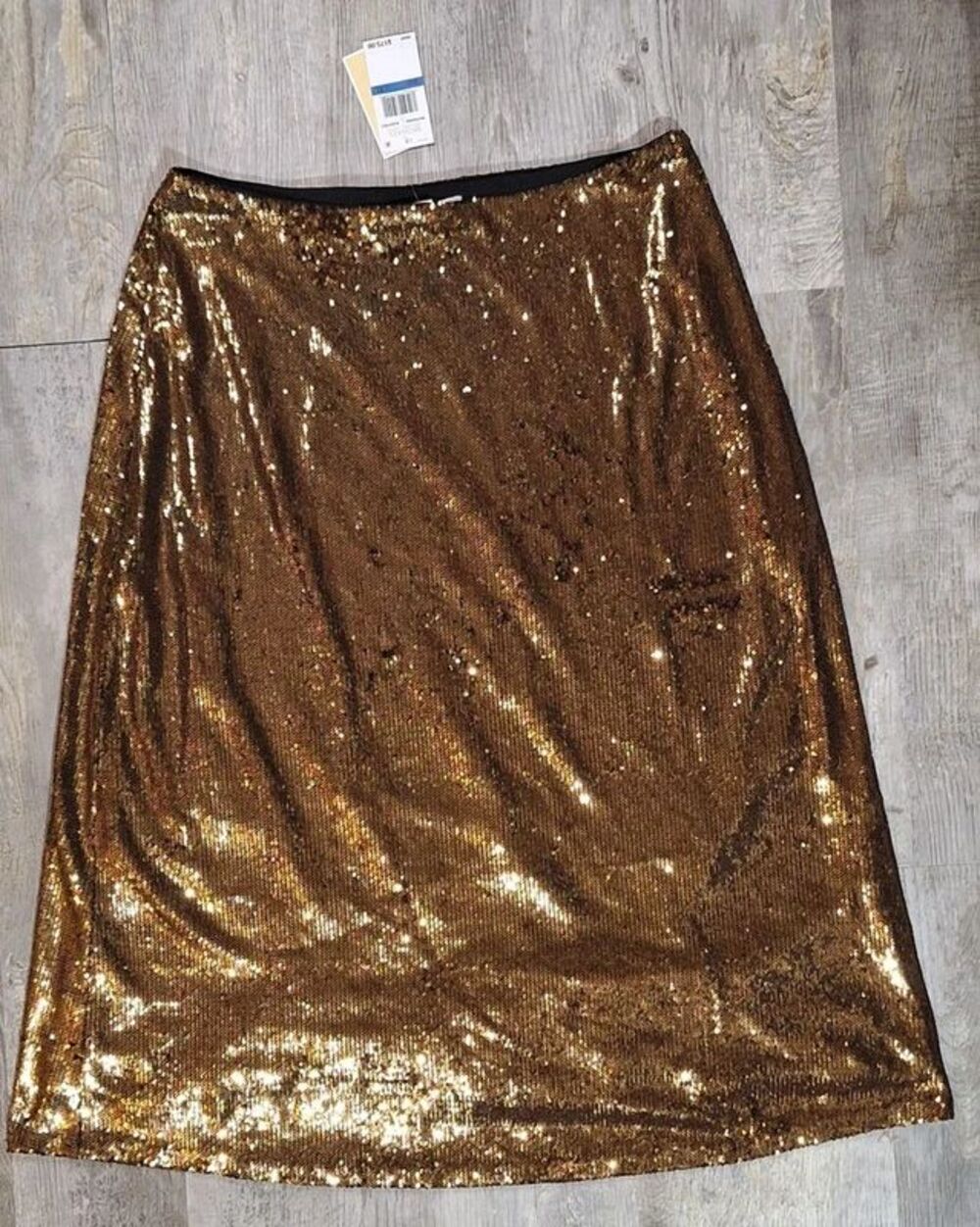 Michael Kors Skirt Womens XL Gold Black Sequin A Line Midi Party Cocktail NWT